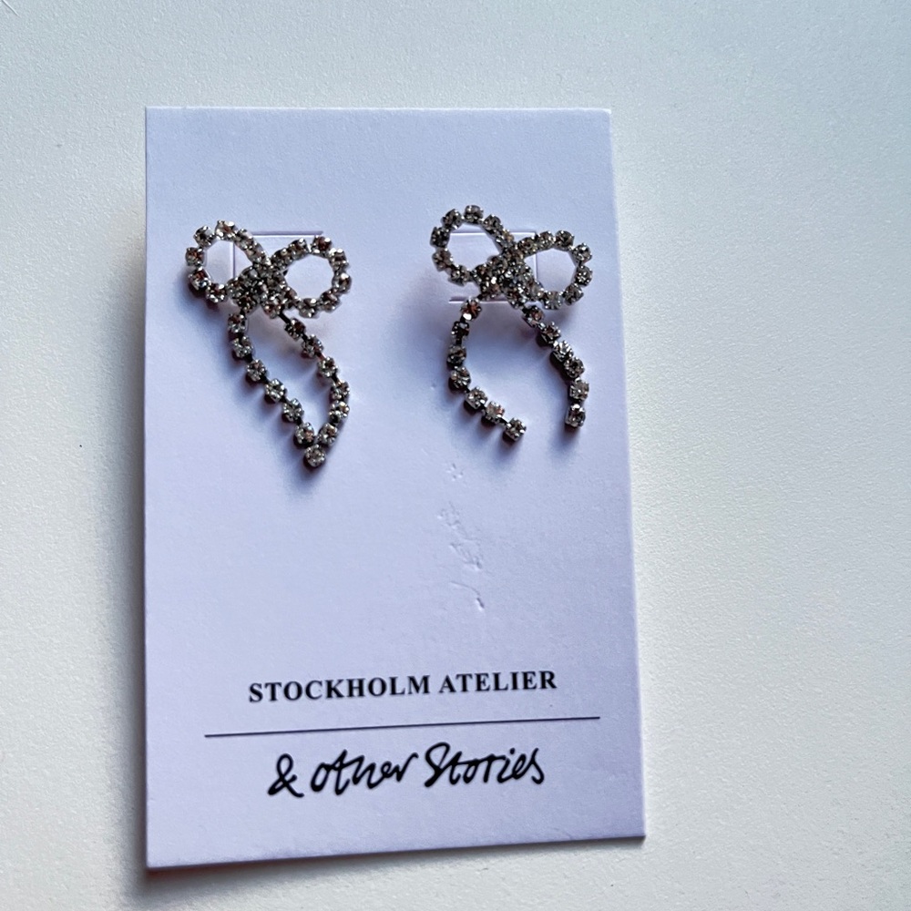 & Other Stories sliver bows Stud Earrings